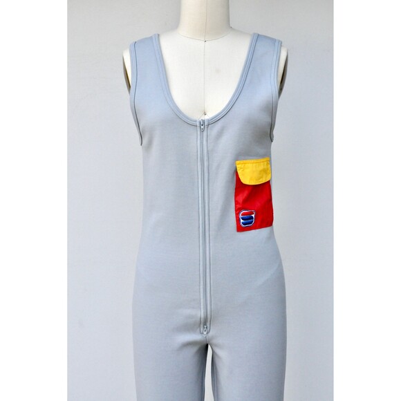JUMPSUIT Playsuit Pantsuit Pocket Zip Up Front 80s 90s Snow Bike Suit Gear XS S - Picture 2 of 8